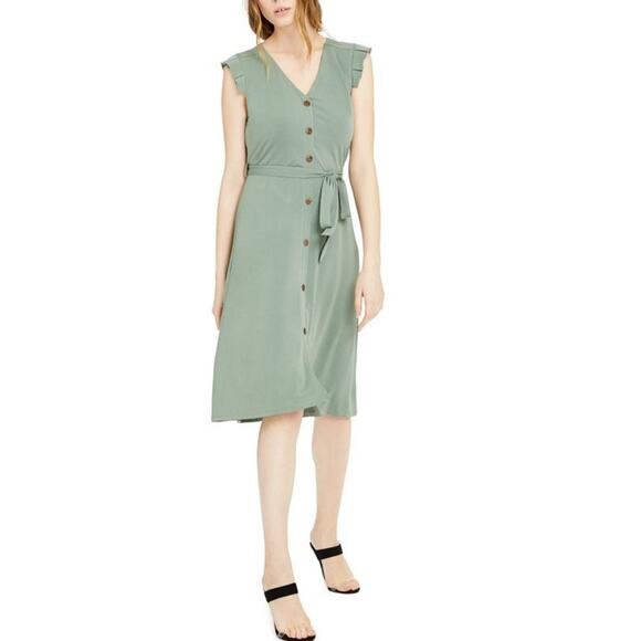 Monteau Los Angeles Sage Button Up Sleeveless Dress Size M - Picture 1 of 5